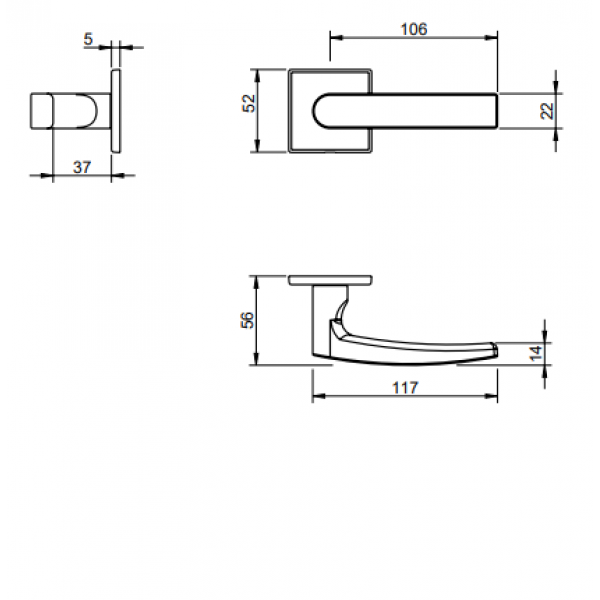 Door handles TUPAI 2254 5SQ Matt Nickel Door handles TUPAI 2254 5SQ Matt Nickel