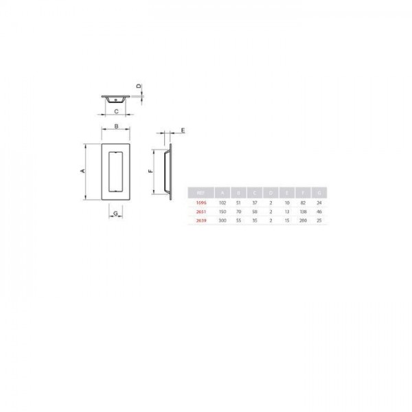 Sliding door system handle TUPAI 2651 Q 96 Matt Chrome