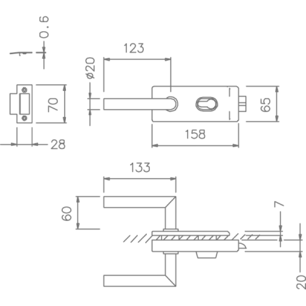 Замок для стеклянной двери с ручкой TUPAI 4013 Stainless Steel Замок для стеклянной двери с ручкой TUPAI 4013 Stainless Steel