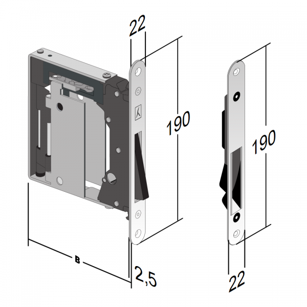 Magnetic Lock With Plate BONAITI NO-HA MINI 938-G992 Matt Chrome Magnetic Lock With Plate BONAITI NO-HA MINI 938-G992 Matt Chrome