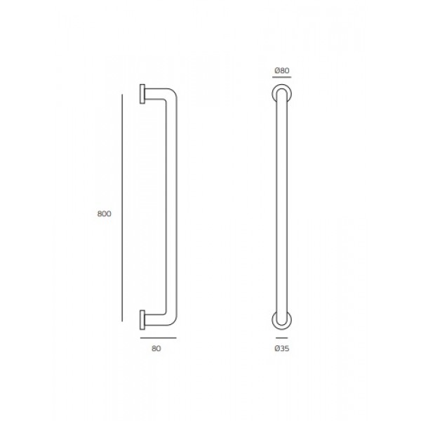 Вспомогательная ручка IN.12.027 Stainless Steel 800 мм Вспомогательная ручка IN.12.027 Stainless Steel 800 мм