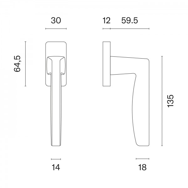 Window handle APRILE ERBA Q Black Window handle APRILE ERBA Q Black