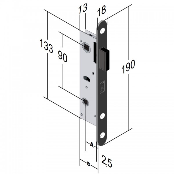 Magnetic Lock BONAITI WC Black Magnetic Lock BONAITI WC Black