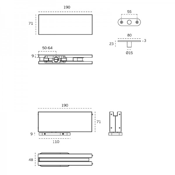 JNF IN.81.203.P Glass Door Pendulum Hinge Black JNF IN.81.203.P Glass Door Pendulum Hinge Black