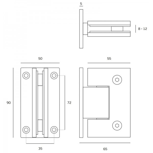 Stikla durvju eņģe JNF IN.05.307 Stainless Steel Stikla durvju eņģe JNF IN.05.307 Stainless Steel
