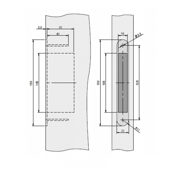 Bīdāmo durvju rokturis PUSH Black