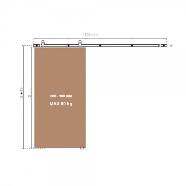 CHARRIOT Sliding Door System Black up to 60 kg / 900 mm CHARRIOT Sliding Door System Black up to 60 kg / 900 mm