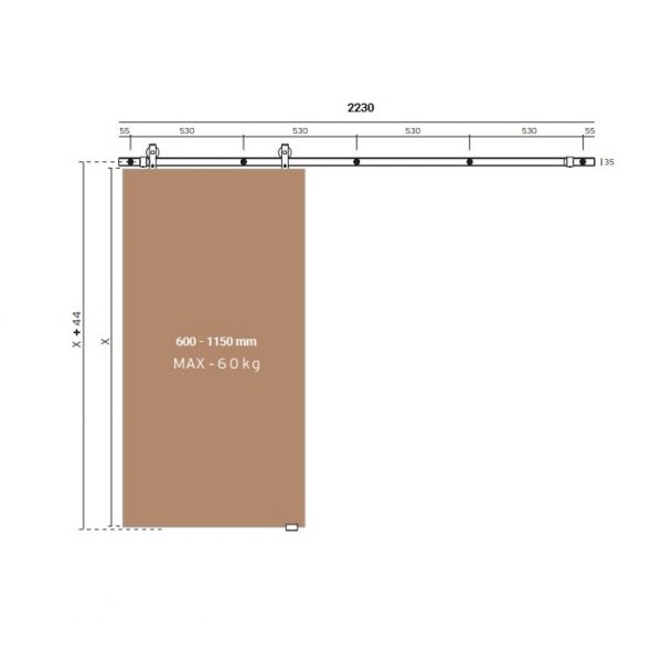 CHARRIOT Sliding Door System Black up to 60 kg / 1150 mm CHARRIOT Sliding Door System Black up to 60 kg / 1150 mm