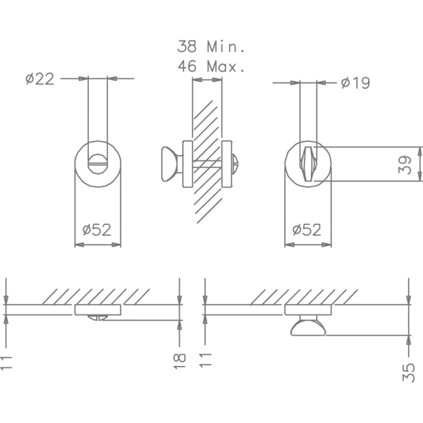 WC защёлка 806 R 46 Antique Bronze
