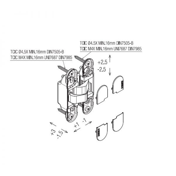 Hidden Hinge KOMBI 3 K1000 Matt Chrome (40kg/2pcs)