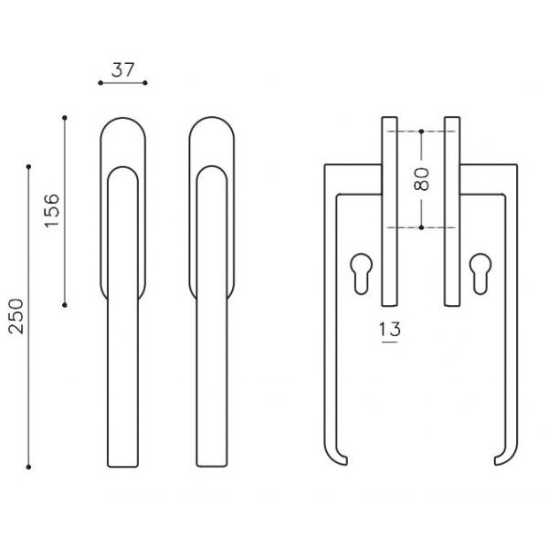 Terrace lockable handle OLIVARI Beta L132 Terrace lockable handle OLIVARI Beta L132