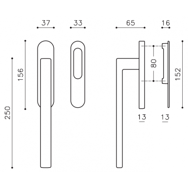 Terrace lockable handle OLIVARI Planet L111 Terrace lockable handle OLIVARI Planet L111